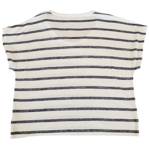 Gap Womens Striped Short Sleeve V-Neck Knit Top XL White & Navy Light Knit - Picture 2 of 10